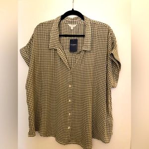 NWT Lucky Brand SS Button Down Blouse | XL